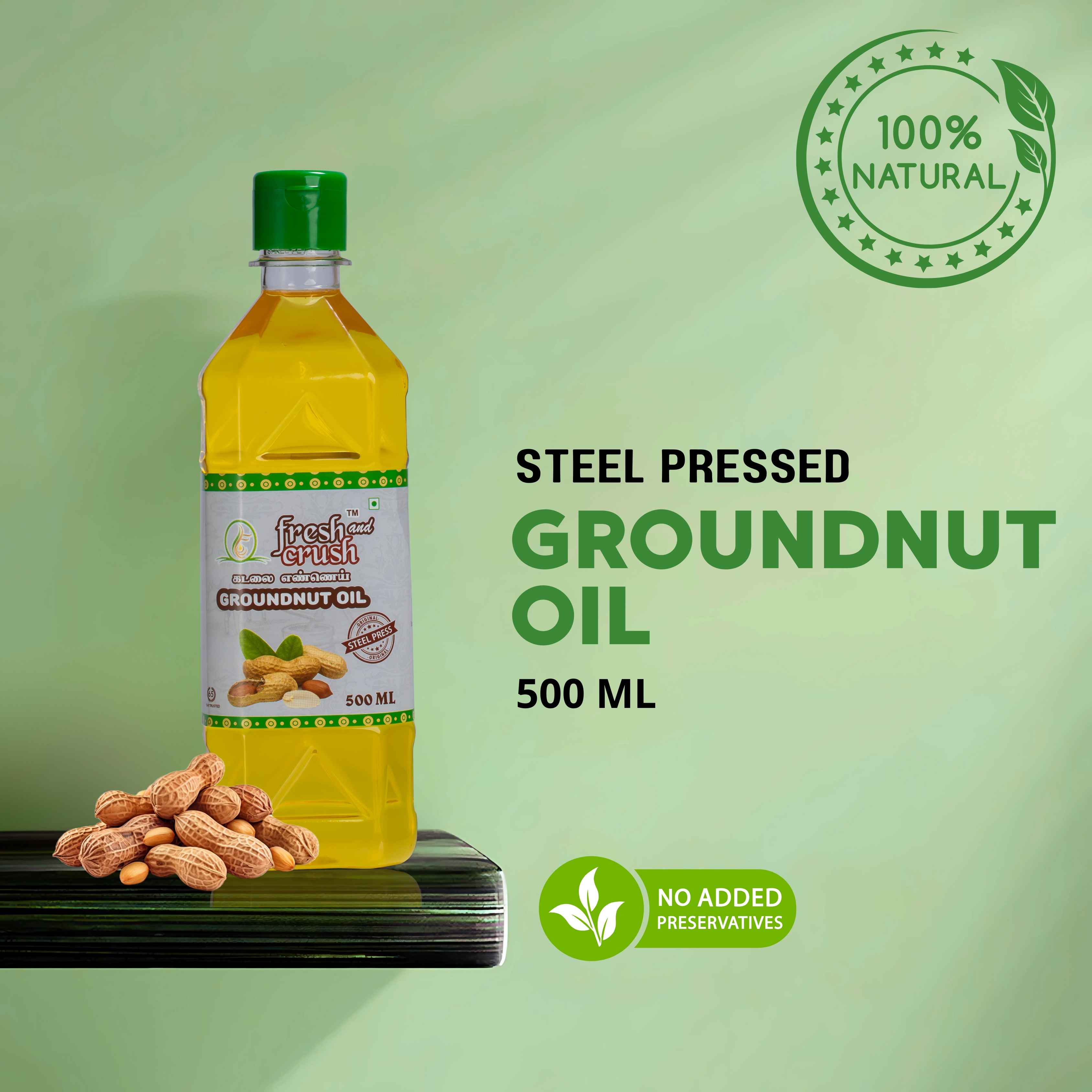 Steel Pressed Groundnut Oil 1/2 Lit ( செக்கு கடலை எண்ணெய்)