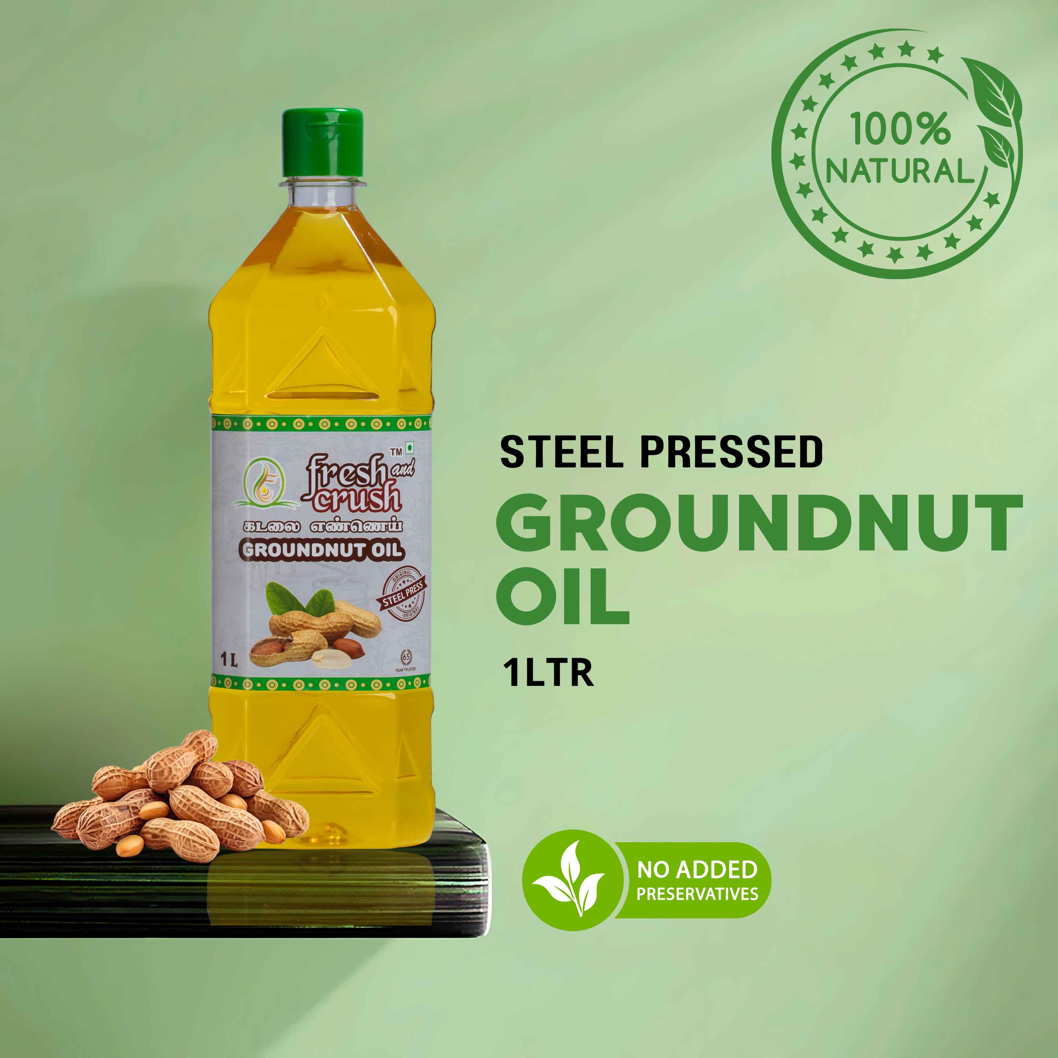 Steel Pressed Groundnut Oil 1 Lit (செக்கு கடலை எண்ணெய்)