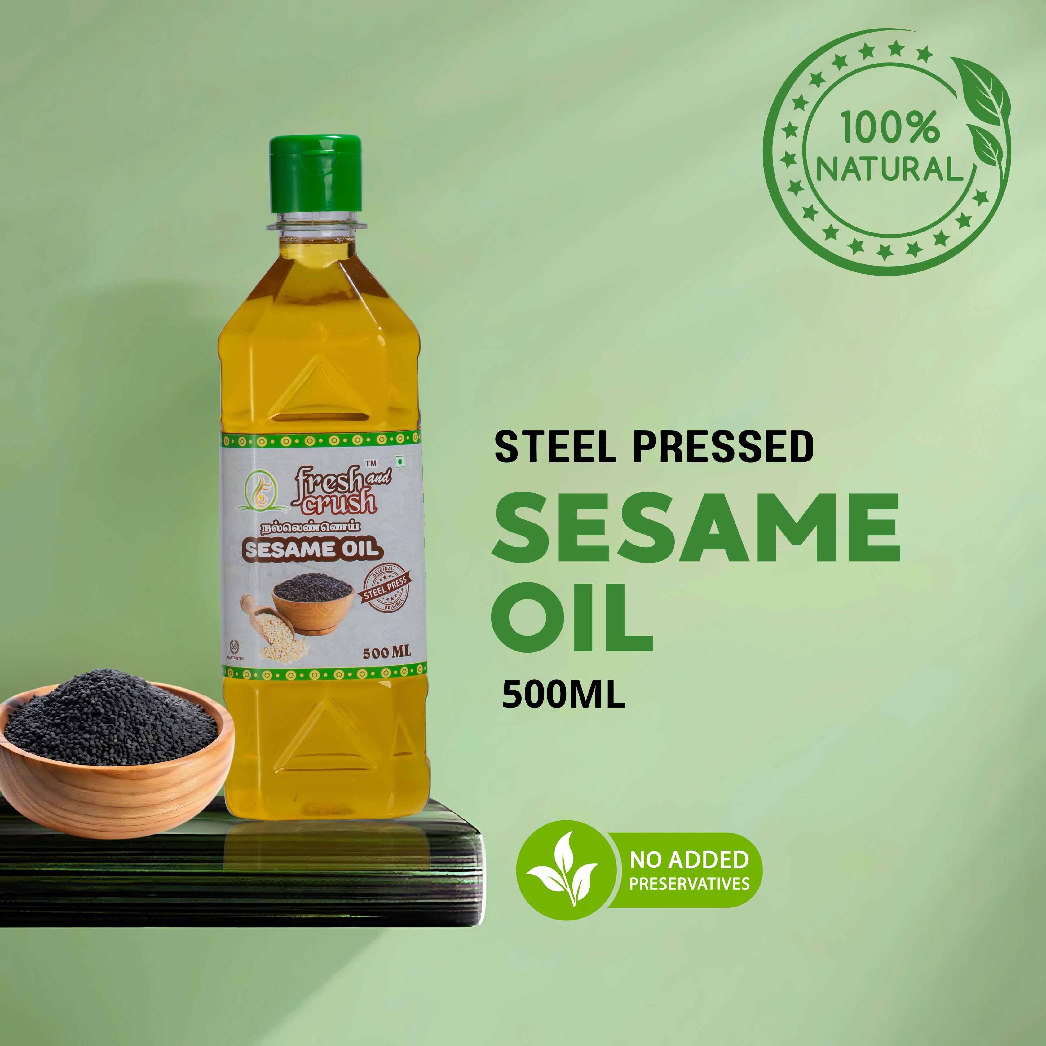 Steel Pressed Sesame Oil 1/2 Lit(செக்கு நல்லெண்ணெய்)