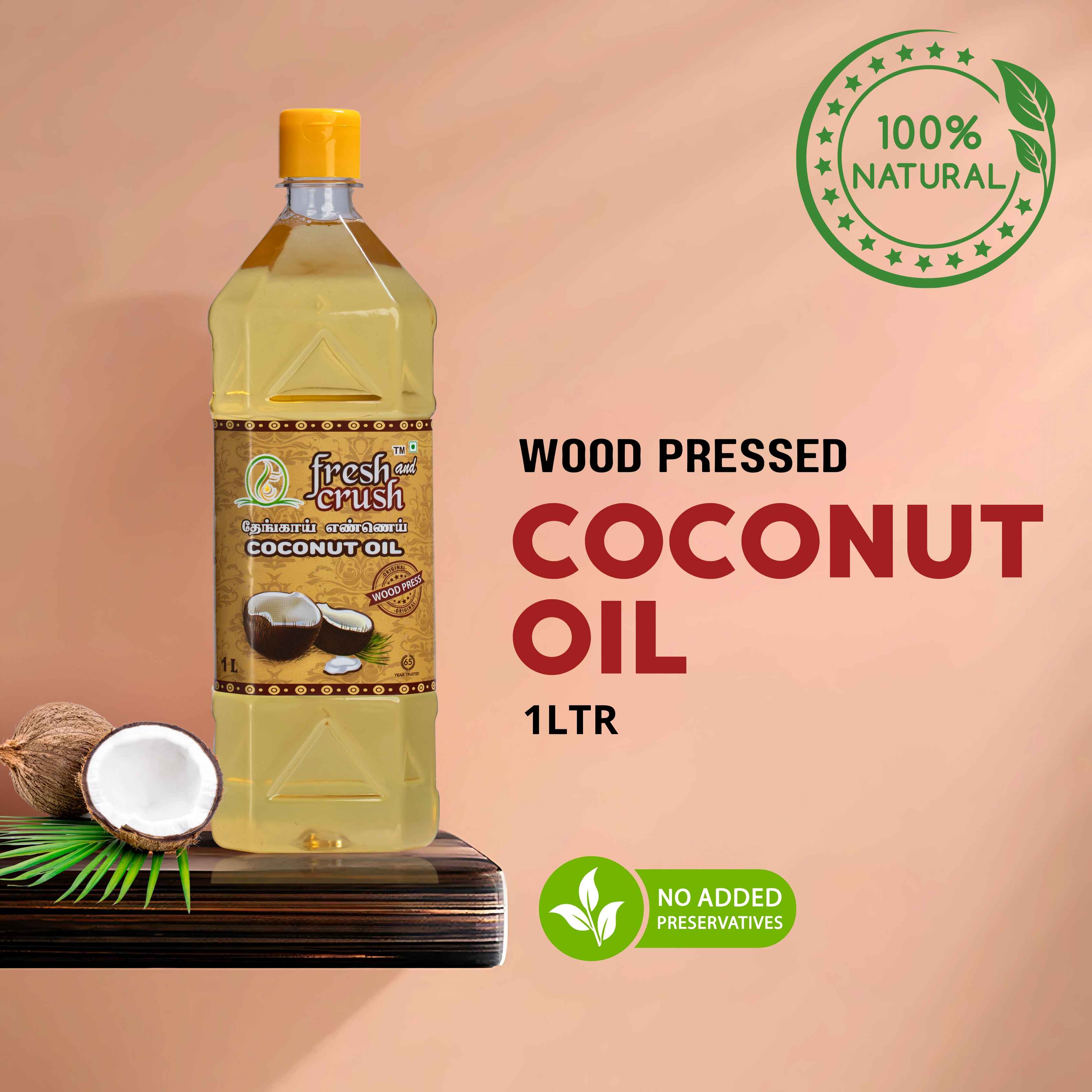 Wood Pressed Coconut Oil (மரசெக்கு தேங்காய் எண்ணெய்) 1 Lit