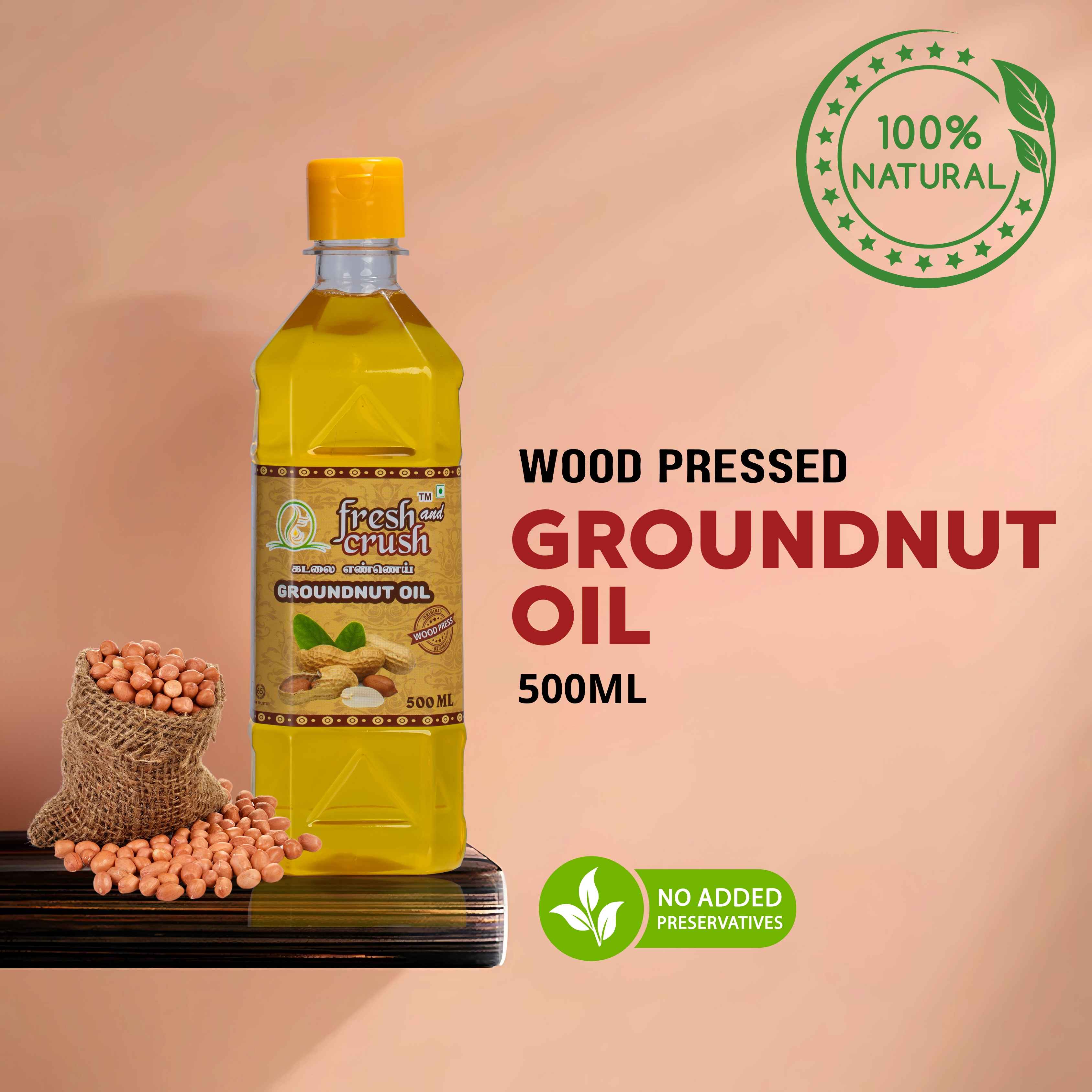 Wood Pressed Groundnut Oil 1/2 Lit (மரசெக்கு கடலை எண்ணெய்)