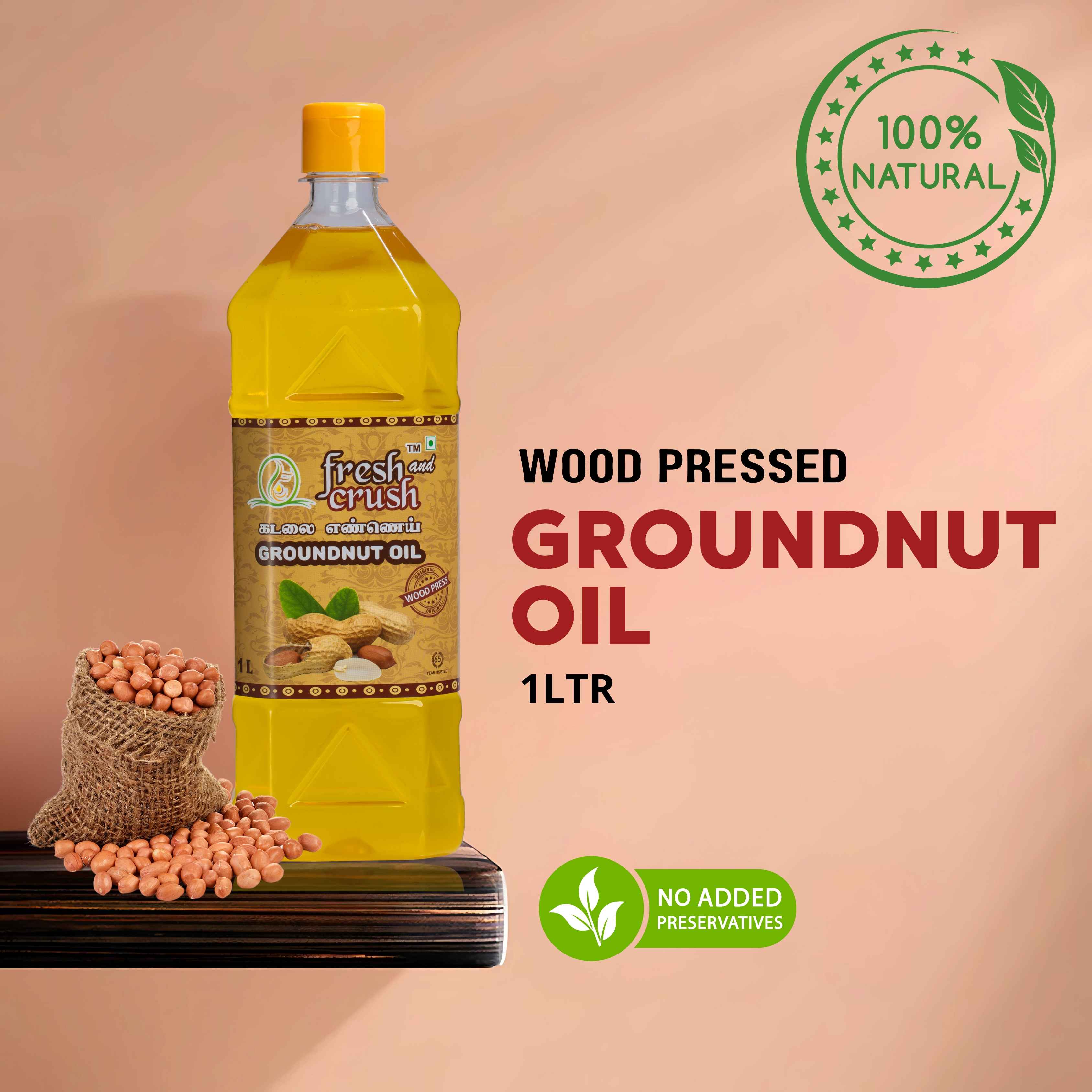 Wood Pressed Groundnut Oil 1 Lit (மரசெக்கு கடலை எண்ணெய்)