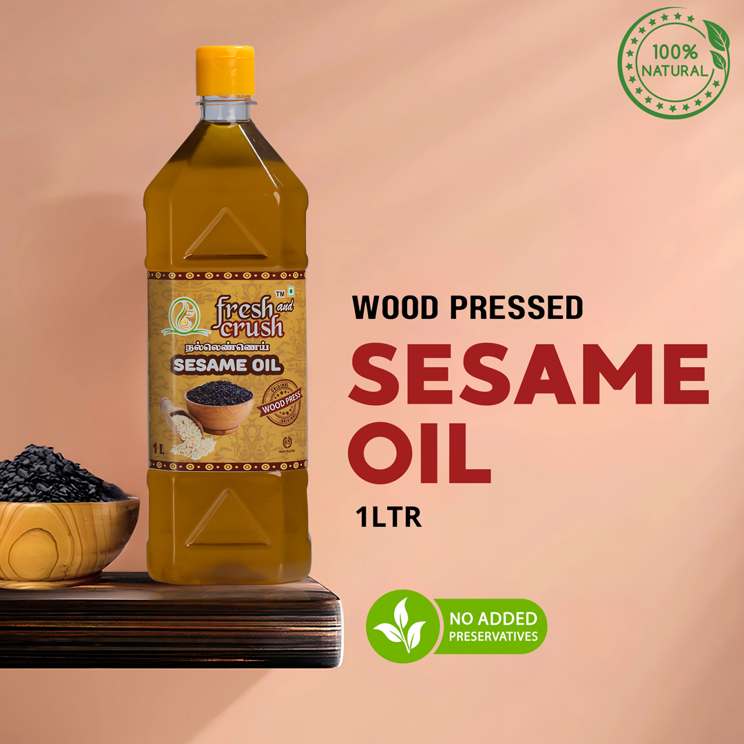 Wood Pressed Sesame Oil  1 Lit(மரசெக்கு நல்லெண்ணெய் )